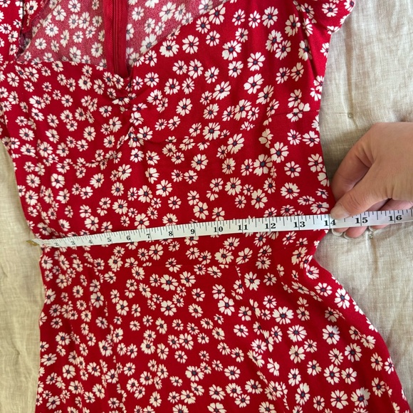 Reformation Lacey Red Midi Floral Dress Size 6 - Picture 14 of 16